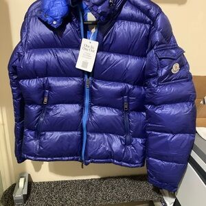 Moncler Shiny Royal Blue Quilted Jacket